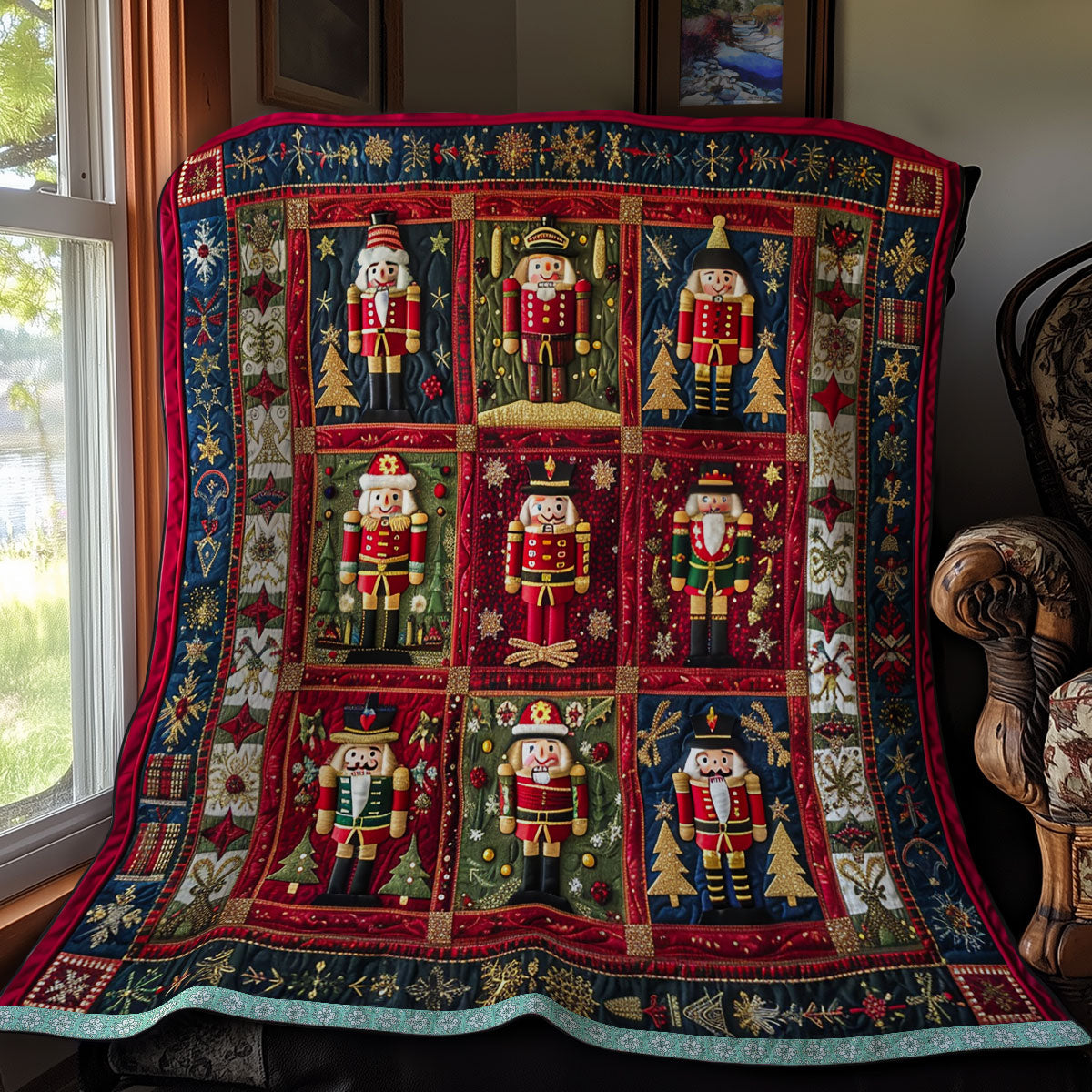 Quilted Throw - Nutcracker Squares – view 2