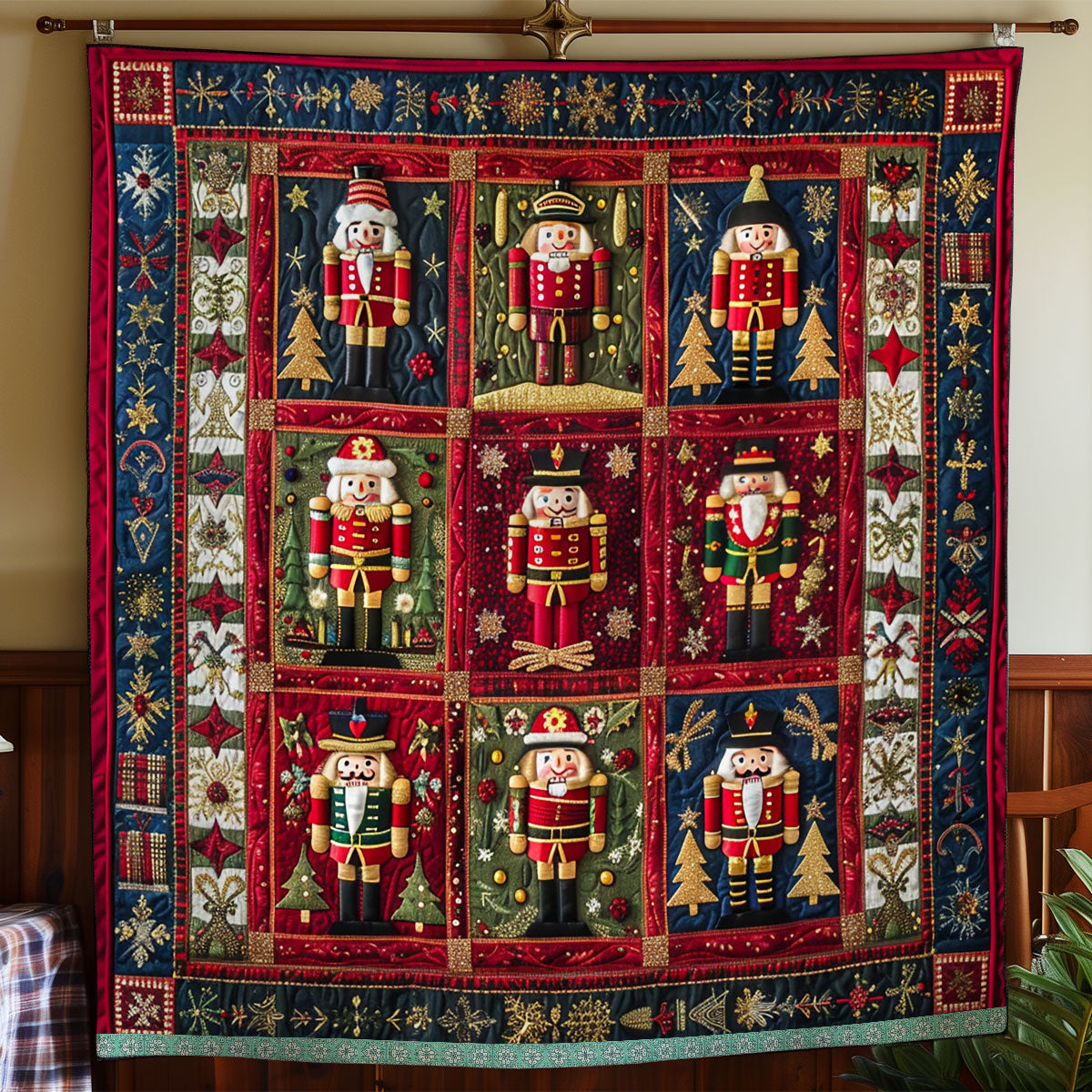 Quilted Throw - Nutcracker Squares – view 3
