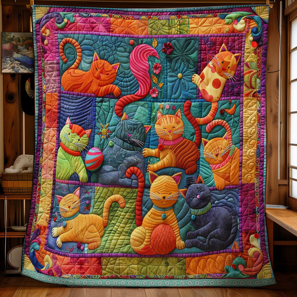 Quilted Throw - Kittens and Yarn – view 4