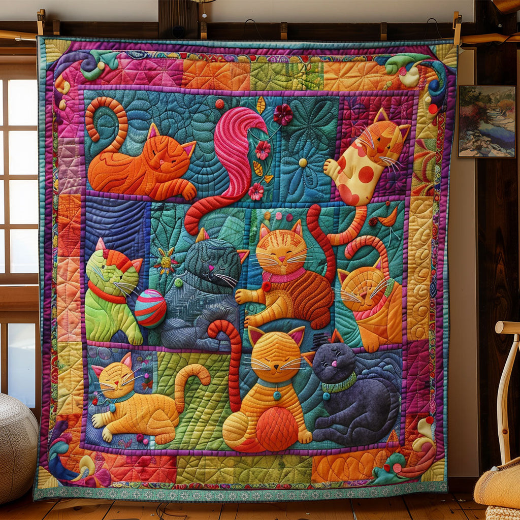 Quilted Throw - Kittens and Yarn – view 5