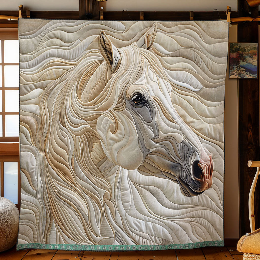 Quilted Throw - Ivory Horse – view 4