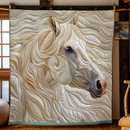 Quilted Throw - Ivory Horse – view 4