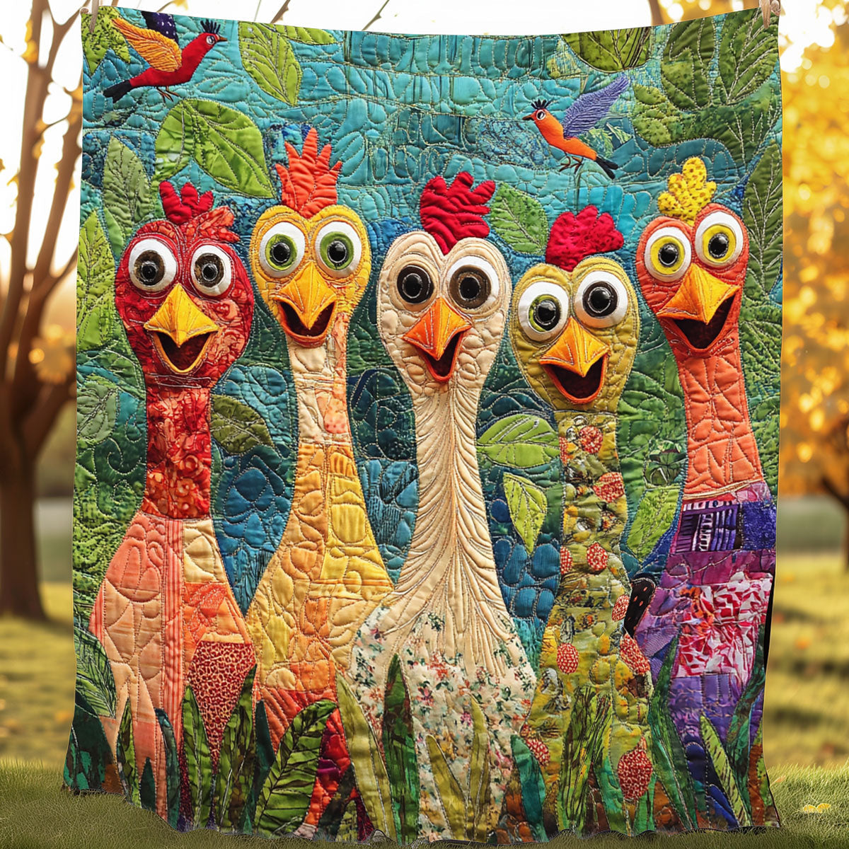 Quilted Throw - Silly Chickens – view 3