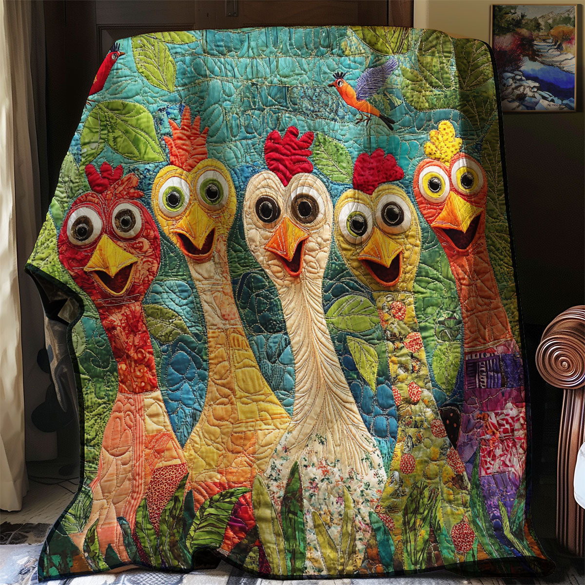 Quilted Throw - Silly Chickens – view 4