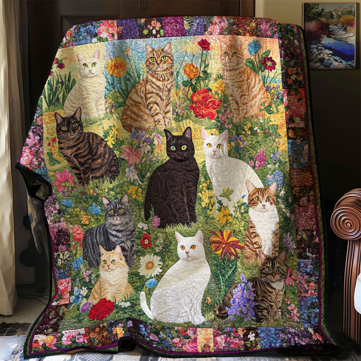 Quilted Throw - Cats in the Garden – view 3