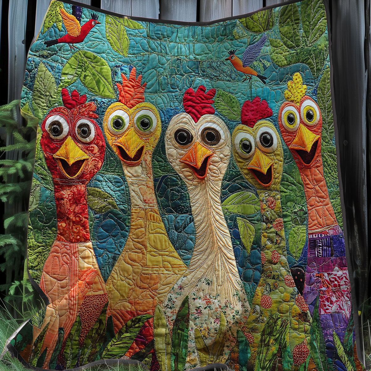 Quilted Throw - Silly Chickens – view 5