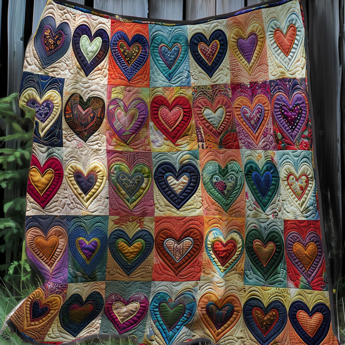 Quilted Throw - Patchwork Hearts – view 2