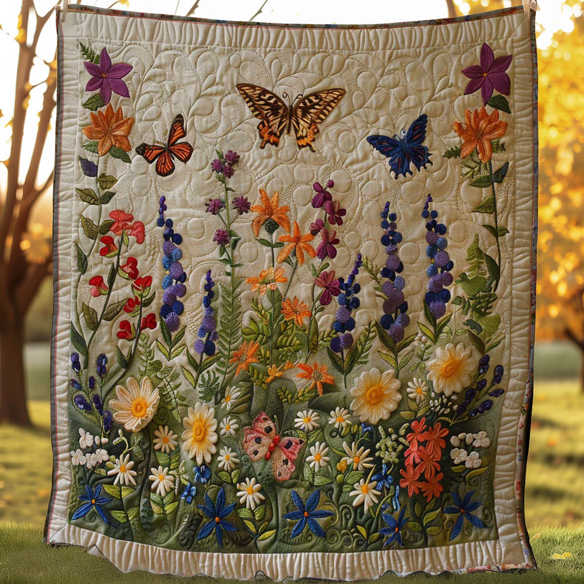 Quilted Throw - Butterfly Wildflowers – view 3