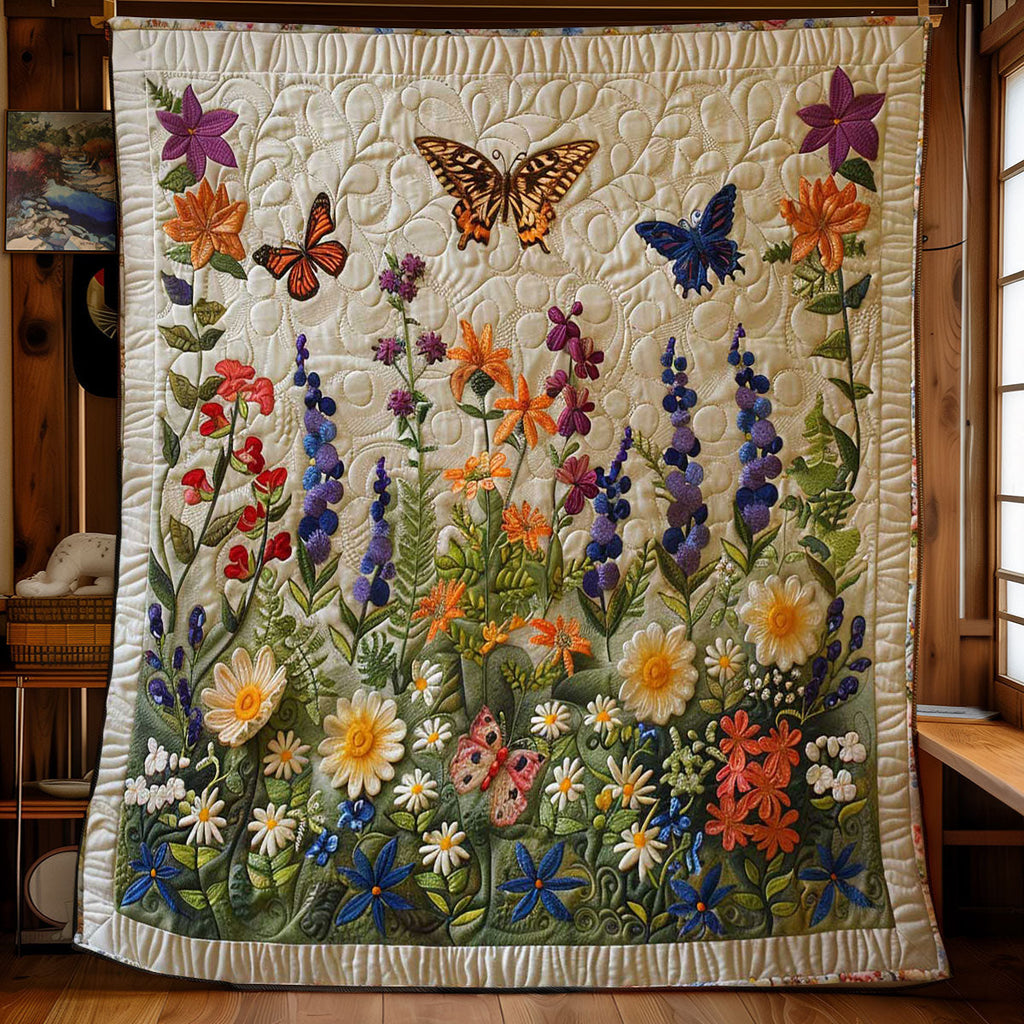 Quilted Throw - Butterfly Wildflowers – view 4