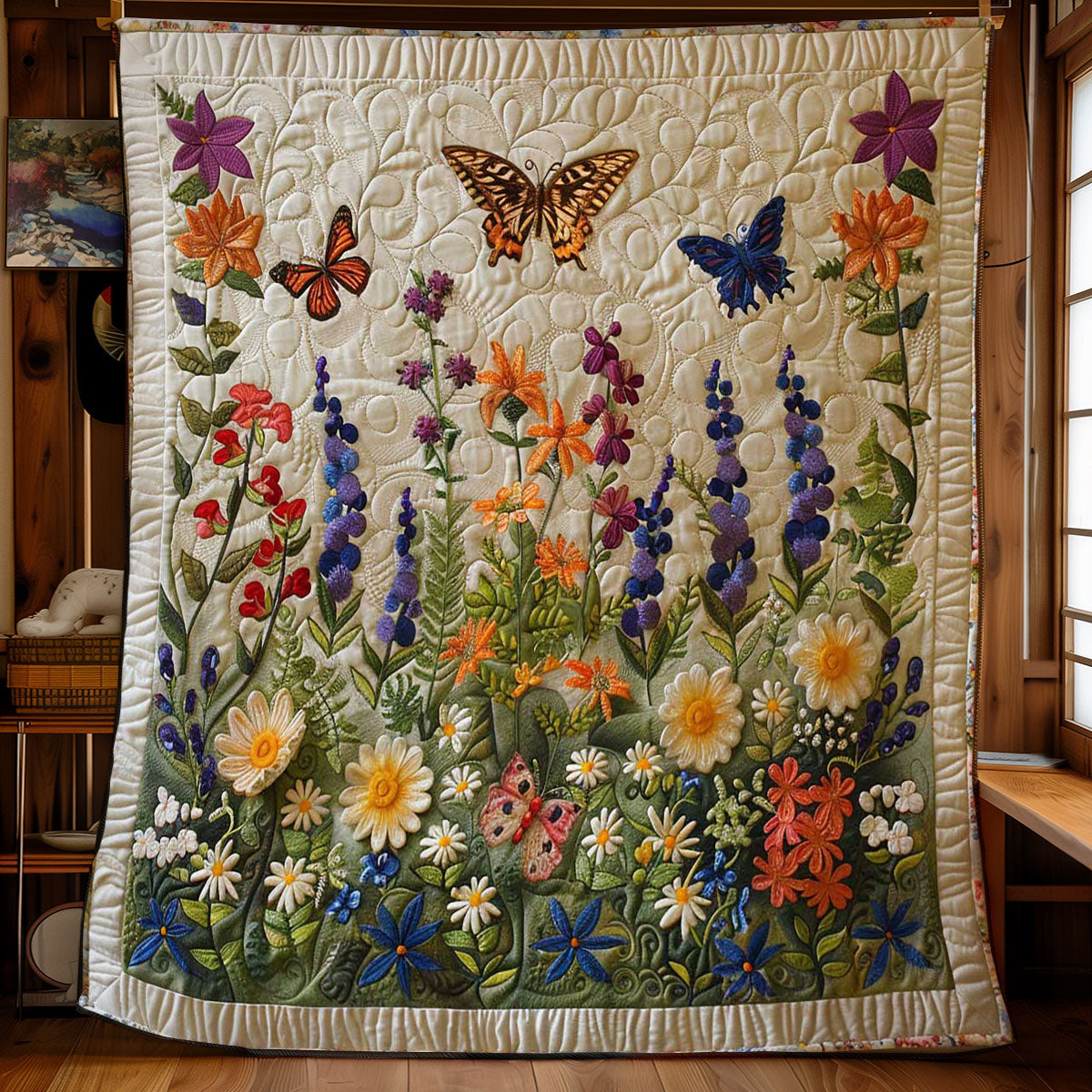 Quilted Throw - Butterfly Wildflowers – view 4