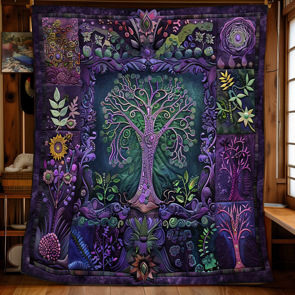 Quilted Throw - Purple Tree of Life – view 4
