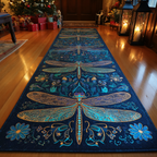 Enchanting Dragonfly hallway runner – dragonflies on navy