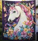 Rainbow Mane Horse art quilt – horse with rainbow mane