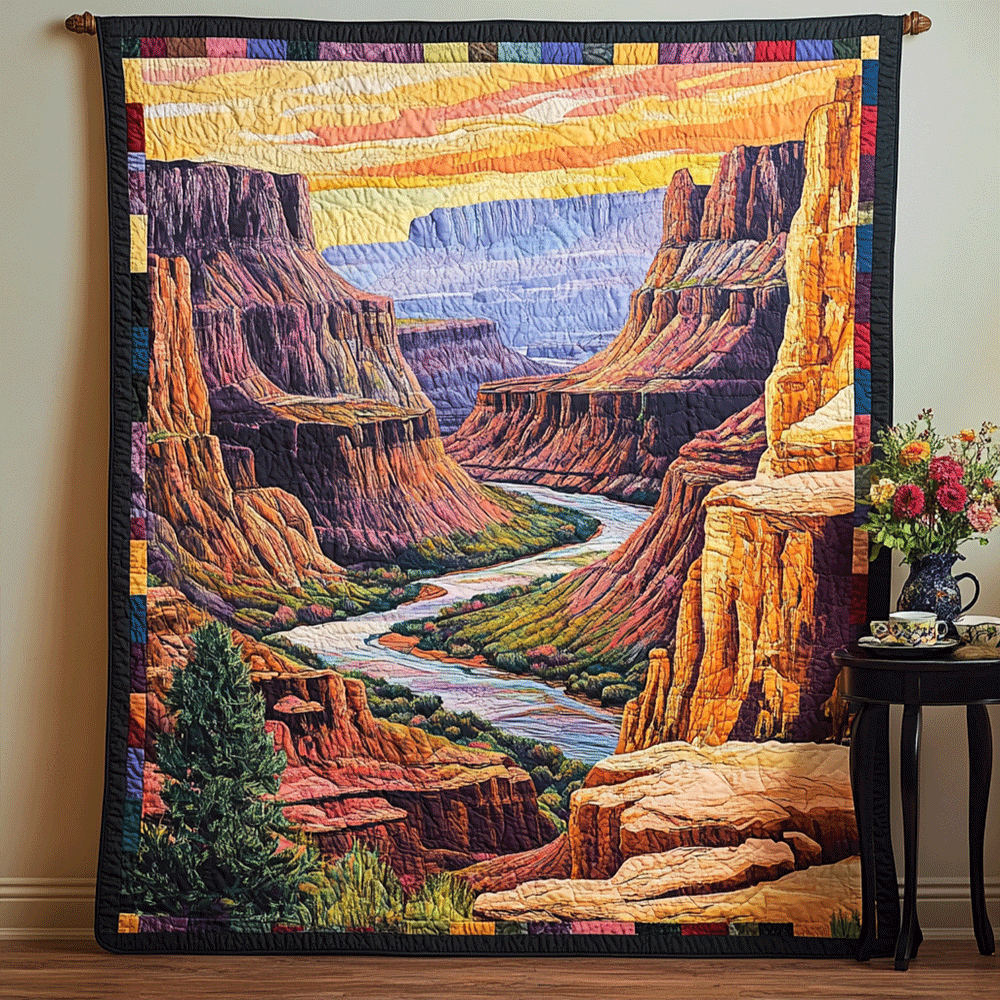 Canyon Gold art quilt – golden canyon