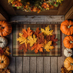 Maple Leaf Charm doormat – maple leaves on plaid