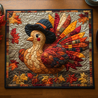 Marble Turkey quilted placemats – patchwork turkey