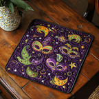 Masquerade Elegance quilted placemats – masks and moons on purple