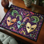 Masquerade Jubilee quilted placemats – heart masks and feathers