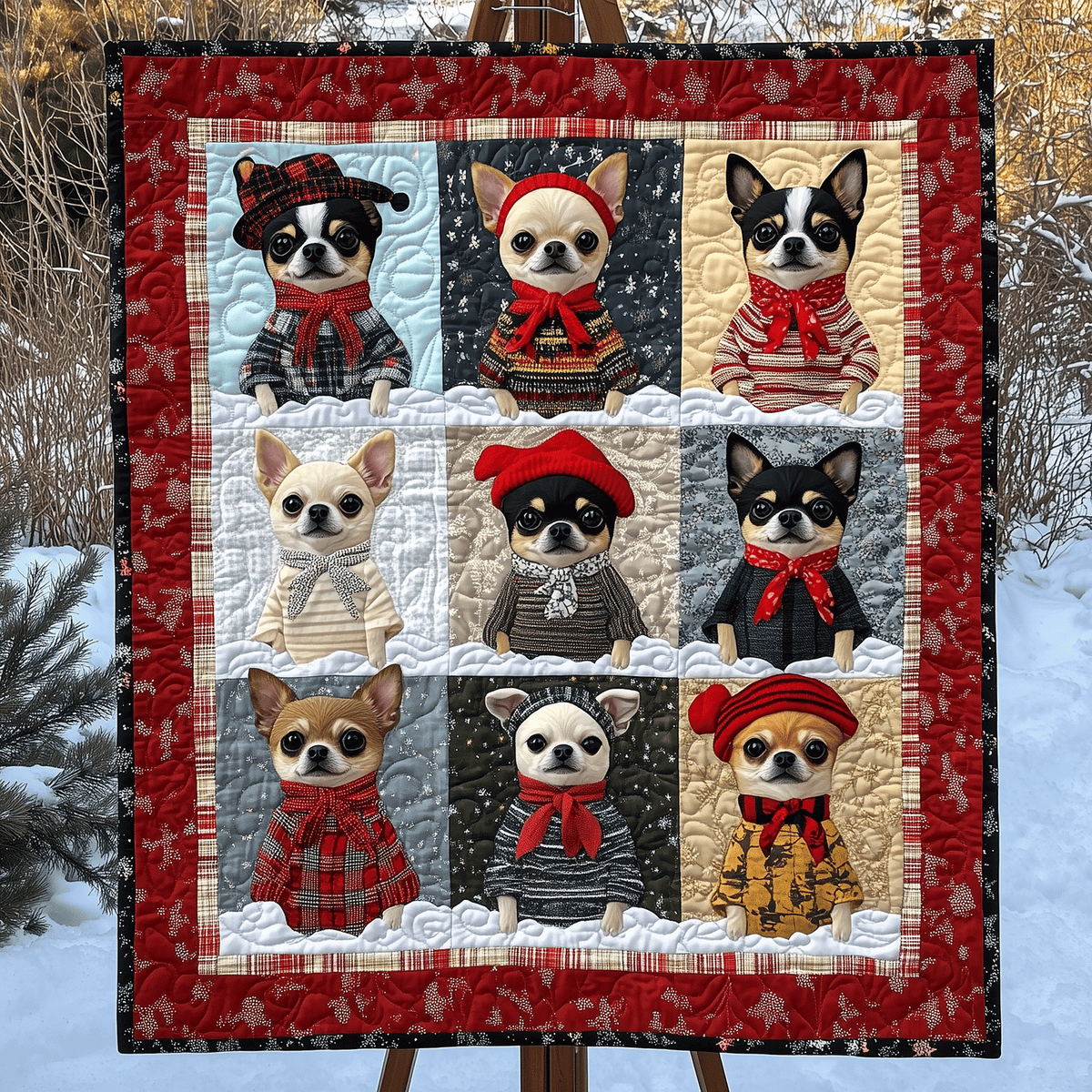 Chihuahua Christmas Club art quilt – chihuahua Christmas club