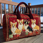 Merry Corgmas quilted weekend bag – corgis at Christmas