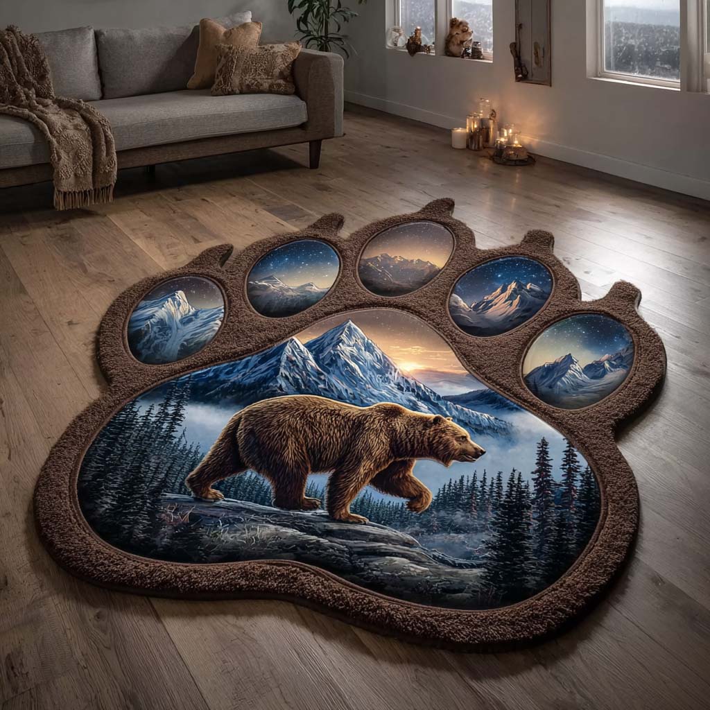 Midnight Bear Paw shaped rug – bear in a paw shape