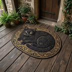 Midnight Cat Oval shaped doormat – black cat in oval