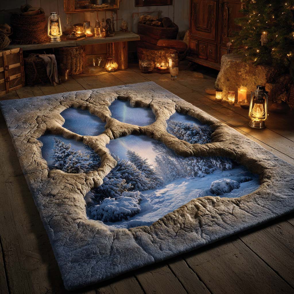 Midnight Paws rug – snowy paw print