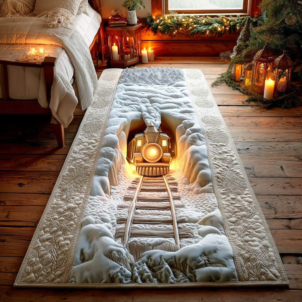 Midnight Snow Express hallway runner – train from a snow tunnel