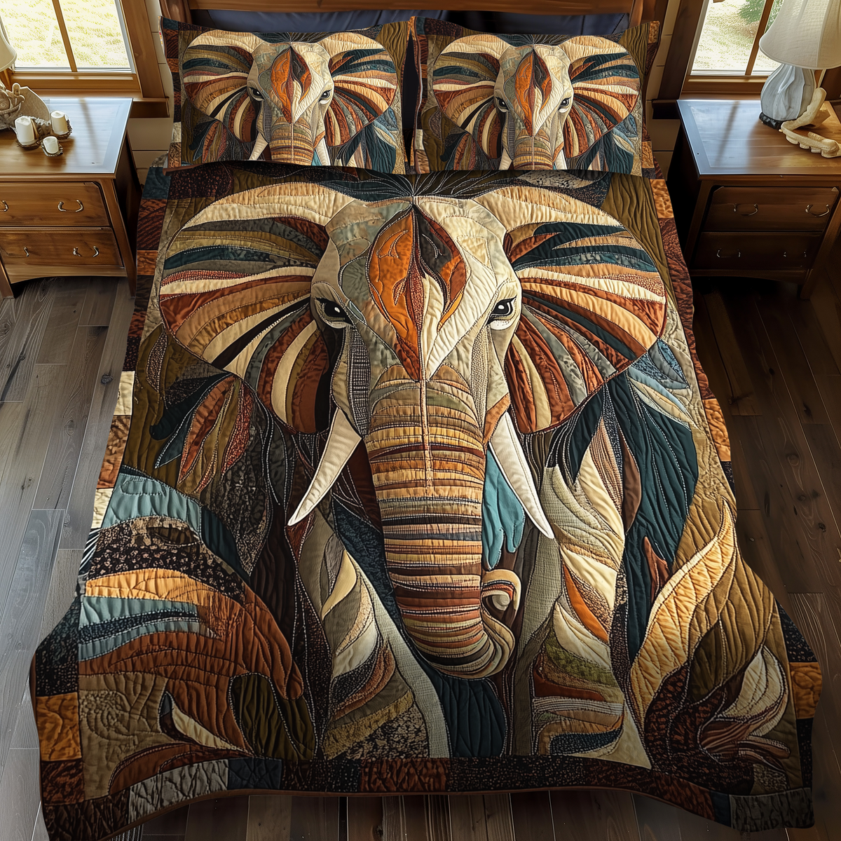 3-Piece Quilted Bedspread Set - Tribal Elephant – view 2
