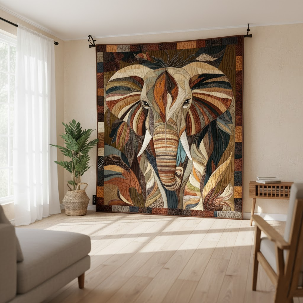 Quilted Throw - Feather Ear Elephant – view 6