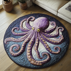 Mighty Octopus round rug – lilac octopus