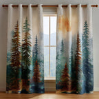 Misty Pine Woods quilted curtains – pines in soft mist
