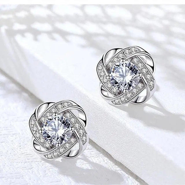 Stud Earrings - Crystal Love Knot