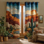 Red Rock Canyon quilted curtains – red rock cliffs and cacti