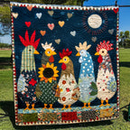 Art Quilt - Starry Hens – view 2