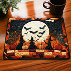 Moonlit Magic quilted placemats – witches and patchwork