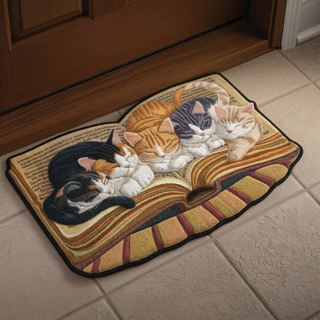 Book Nap Cats shaped doormat – cats on open book