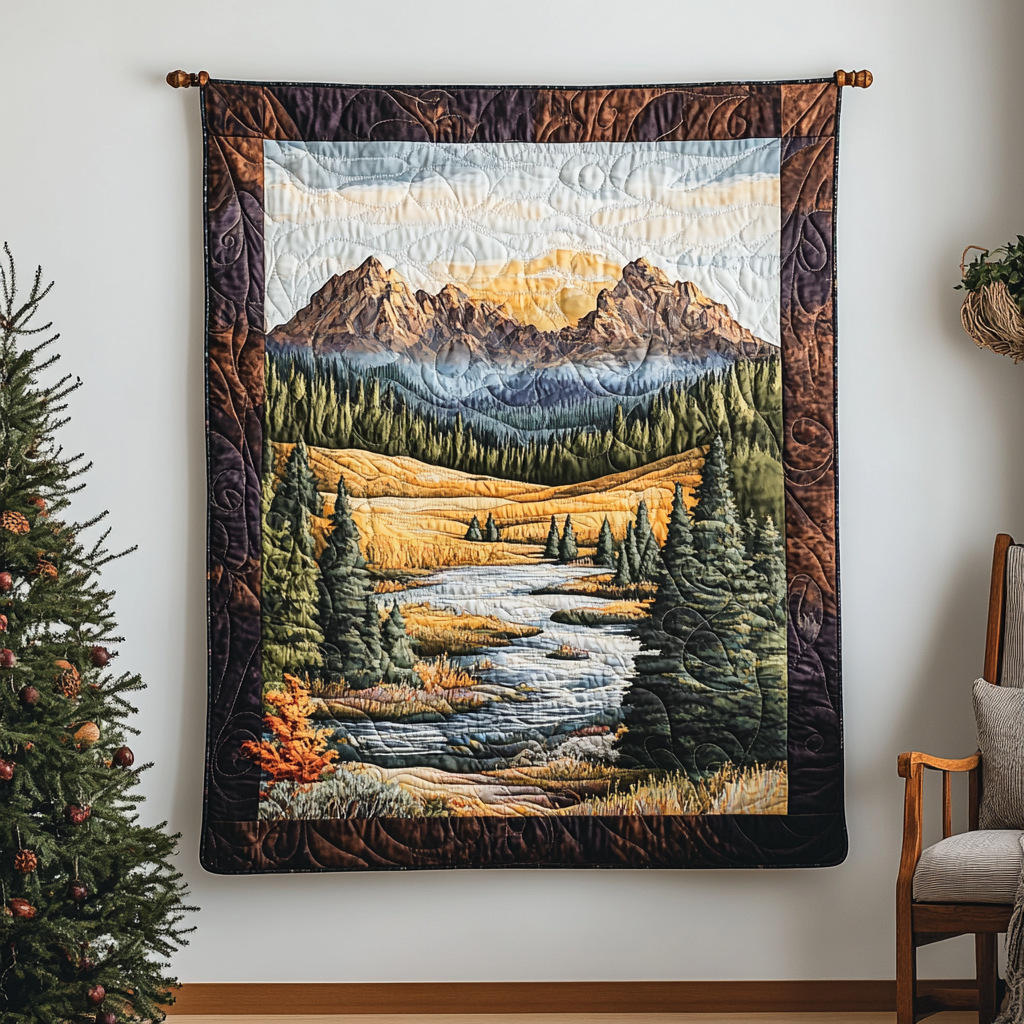 Mountain Meadow Stream art quilt – mountain meadow stream