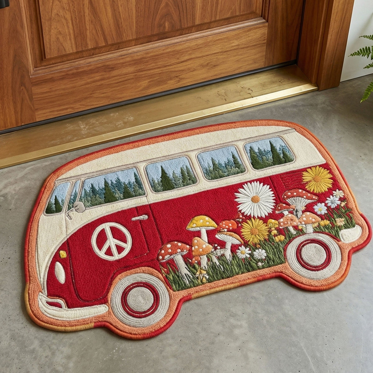 Mushroom Garden Van shaped doormat – flower van