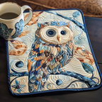 Mystic Midnight Owl quilted placemats – patterned blue owl