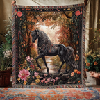 Black Unicorn Woods woven sofa throw – black unicorn in autumn woods