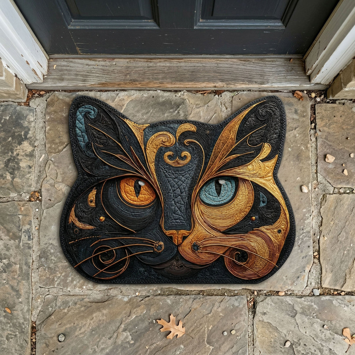 Mystic Cat Face shaped doormat – swirling cat face