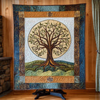 Hillside Tree of Life art quilt – tree above the hills