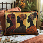 Three Women in Headwraps quilted pillowcase – three women in profile wearing headwraps