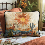 Desert Sunrise quilted pillowcase – golden sun rising over cacti