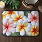 Plumeria Blooms quilted placemats – white and yellow plumeria
