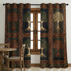 Tree Panel Lattice quilted curtains – trees of life in a lattice