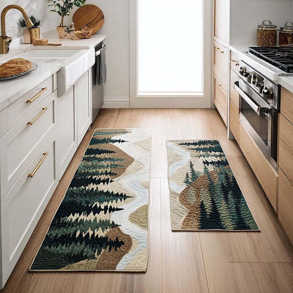 Pine Ridge kitchen mat set – pines on golden ridges