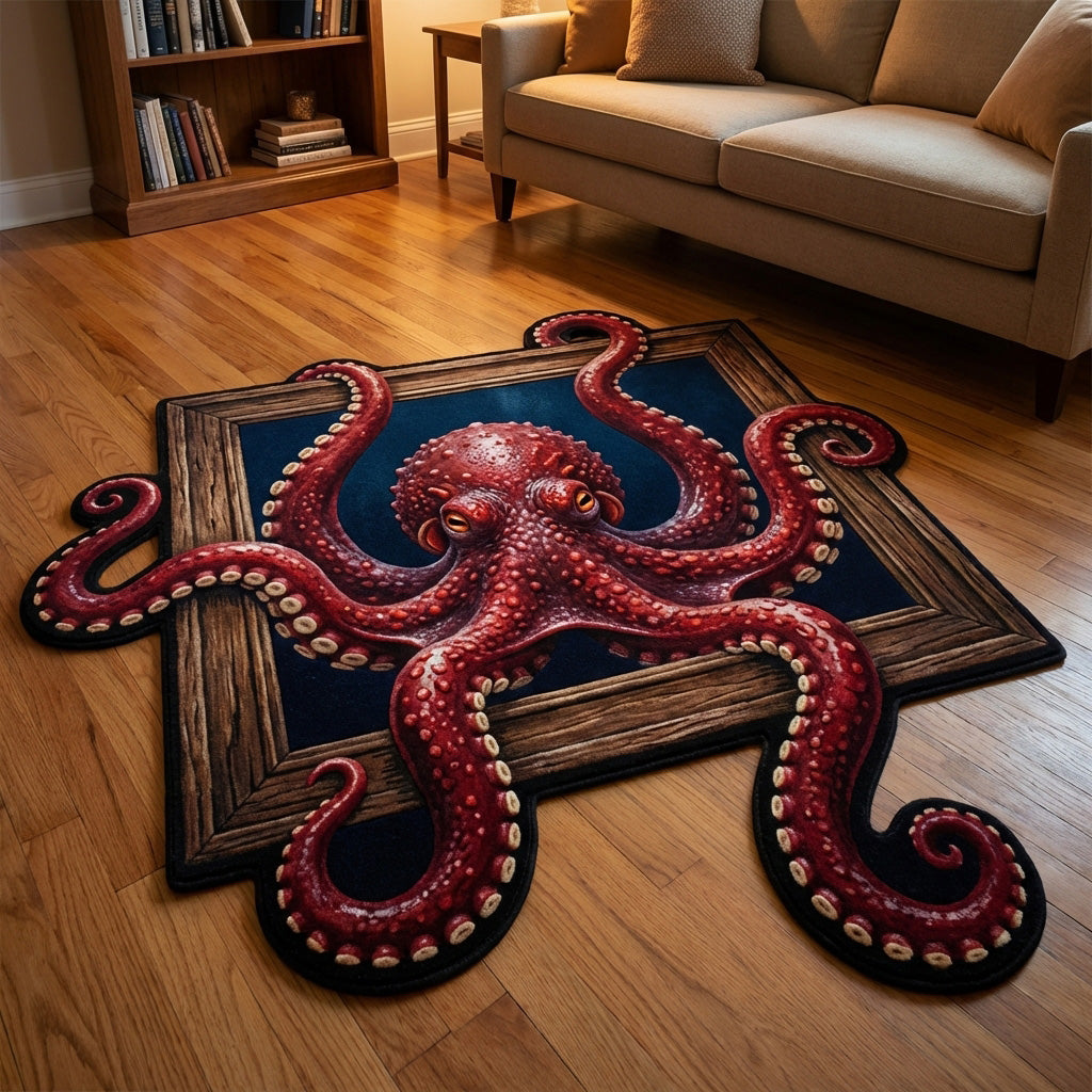 Nautical Beast shaped rug – octopus over a frame