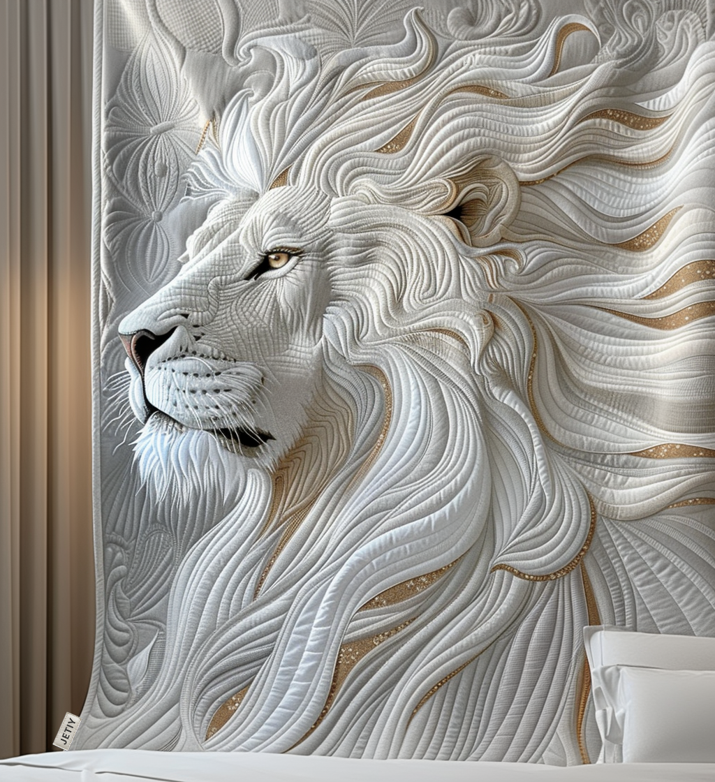 White Lion art quilt – white lion